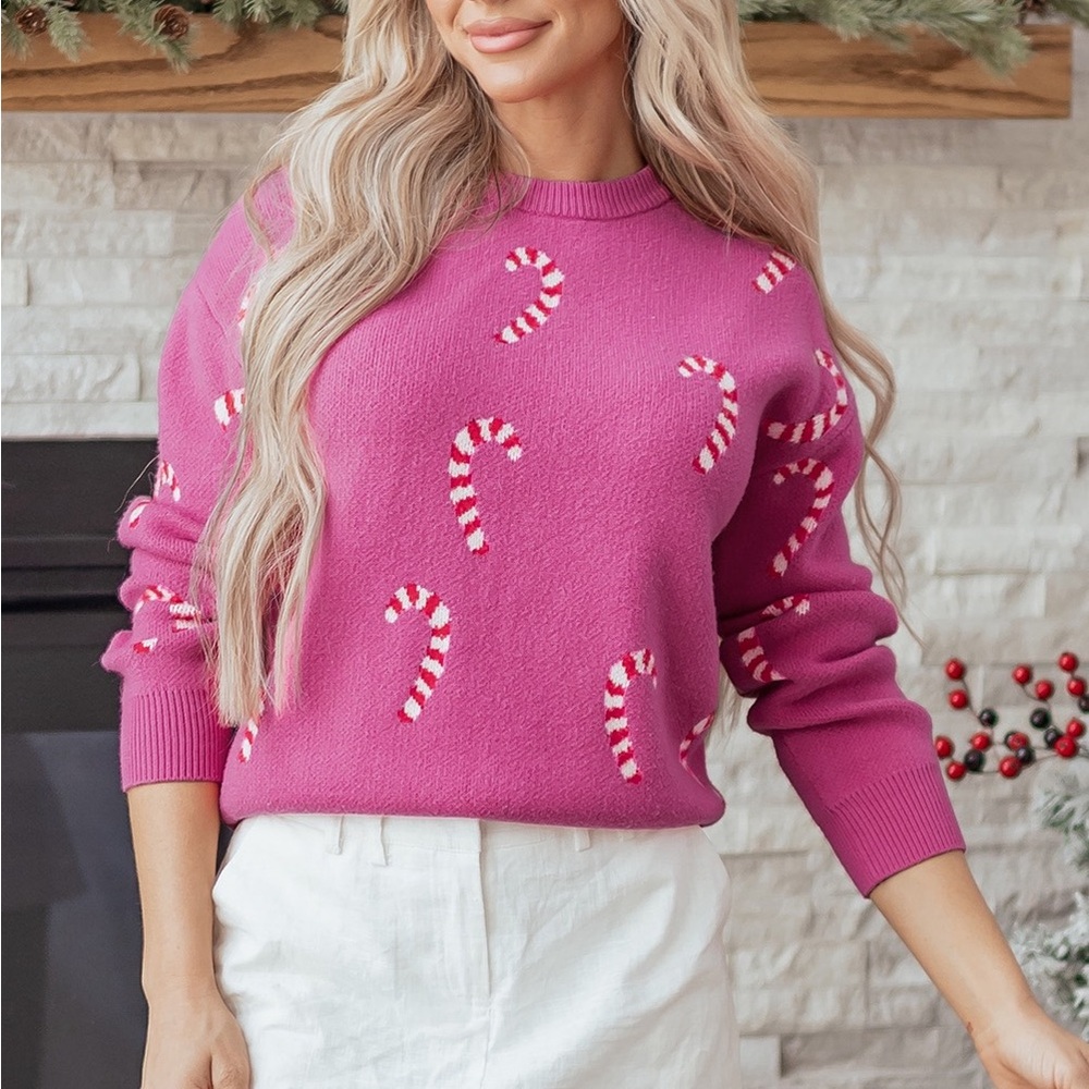 Pink Candy Cane Sweater